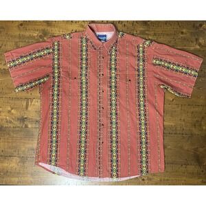 Vintage Wrangler Western Shirt Mens XL Short Sleeve Brushpopper Aztec Pearl Snap